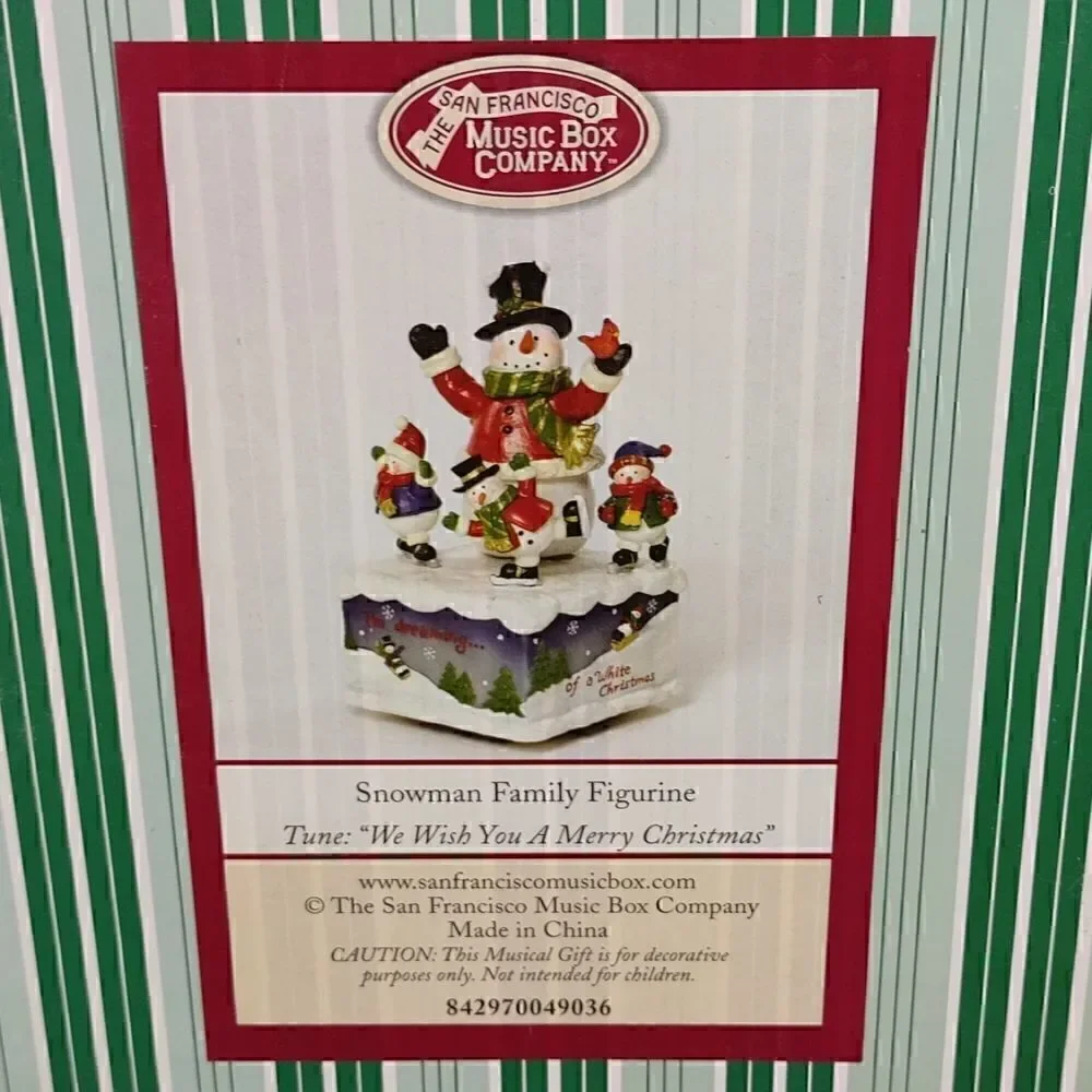 Musical Snowman Family Spinning Figurine